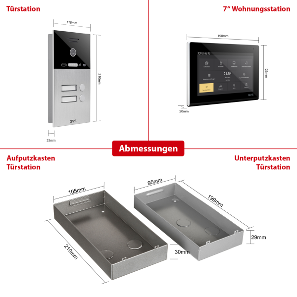 IP Video-Türsprechanlage 1-FH/1x7" Touchscreen Komplett-Set AVS1336U